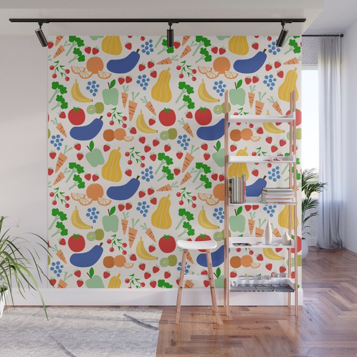 Colorful Veggie Pattern Wall Mural Gallery Image 1