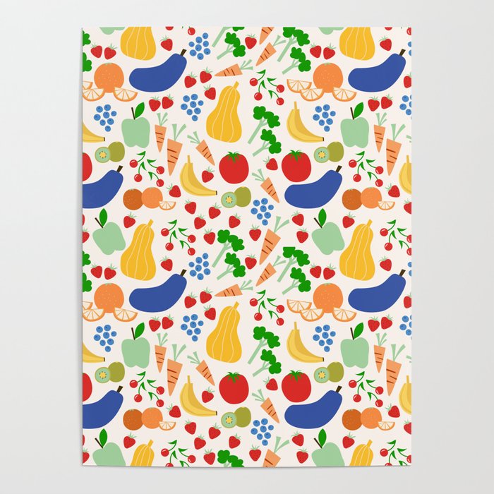 Colorful Veggie Pattern Poster Gallery Image 4