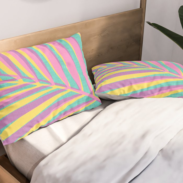 Pink Tropical Palm Leaf Pillow Sham Gallery Image 2