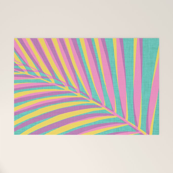 Pink Tropical Palm Leaf Welcome Mat Gallery Image 1