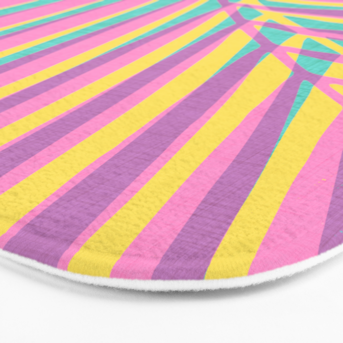 Pink Tropical Palm Leaf Bath Mat Gallery Image 3