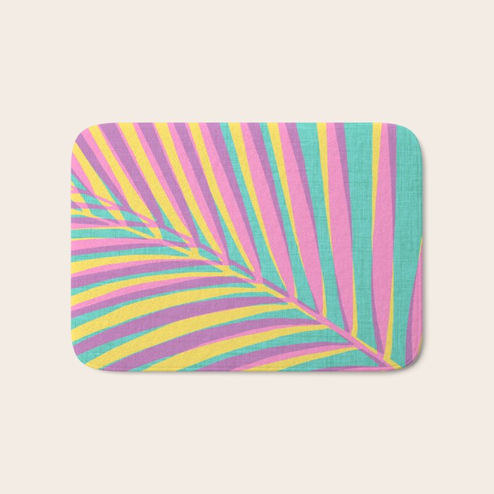 Pink Tropical Palm Leaf Bath Mat Gallery Image 1