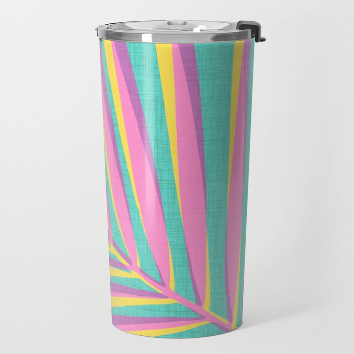 Pink Tropical Palm Leaf Travel Mug Gallery Image 2