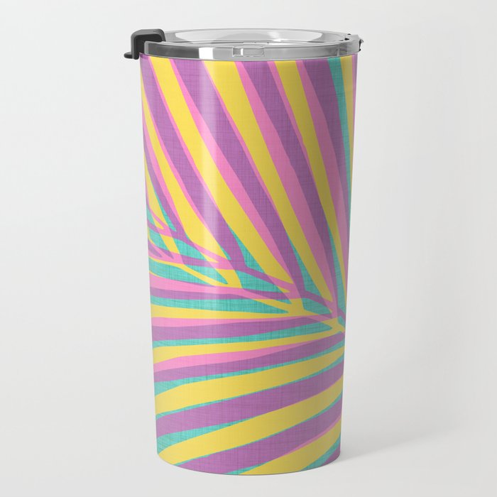 Pink Tropical Palm Leaf Travel Mug Gallery Image 3