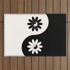 Yin Yang Flower in Black & White Outdoor Rug Gallery Image 1