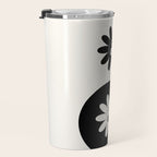 Yin Yang Flower in Black & White Travel Mug Gallery Image 3
