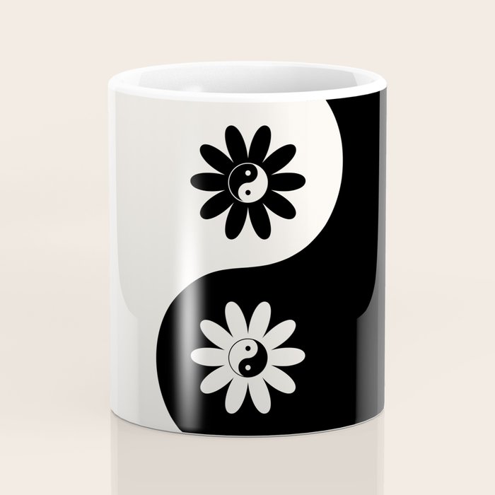 Yin Yang Flower in Black & White Coffee Mug Gallery Image 4