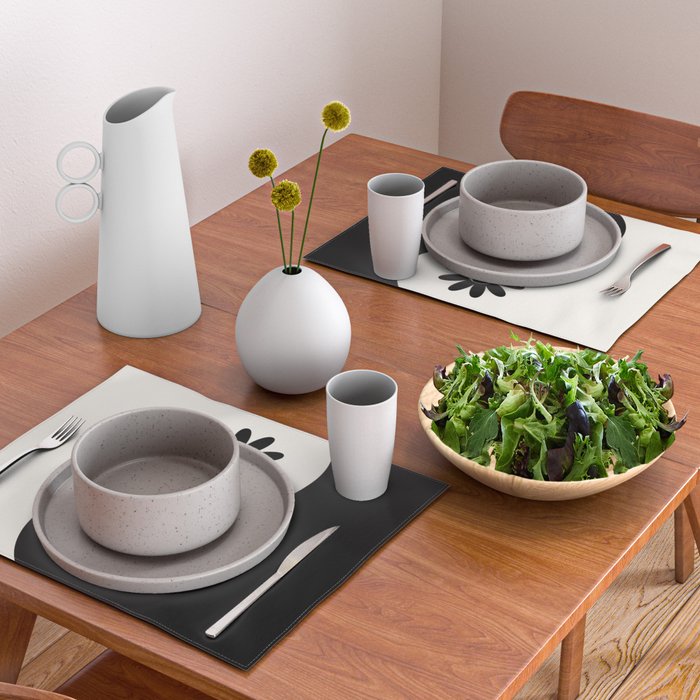Yin Yang Flower in Black & White Placemat Gallery Image 2