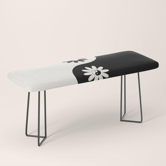 Yin Yang Flower in Black & White Bench Gallery Image 1
