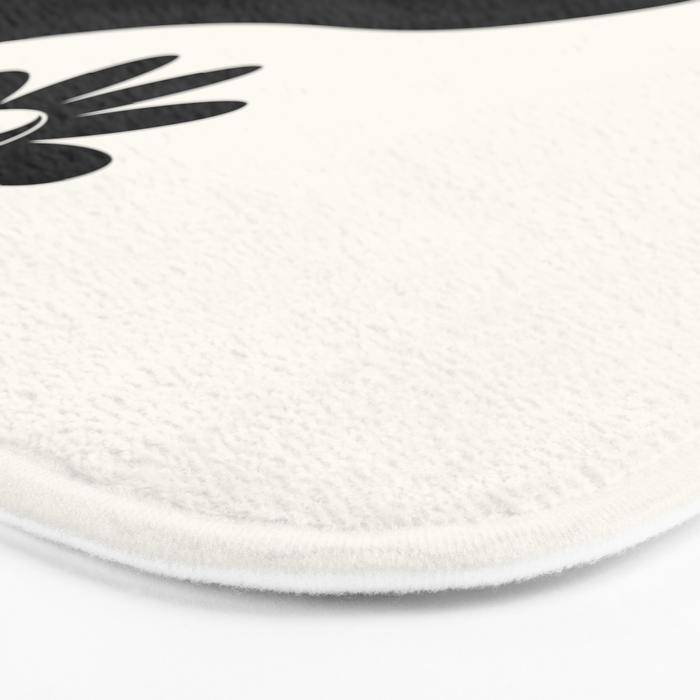 Yin Yang Flower in Black & White Bath Mat Gallery Image 3