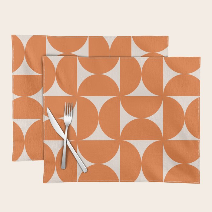 Bauhaus Mid Century Modern Geometric IX Bright Orange Placemat Gallery Image 1