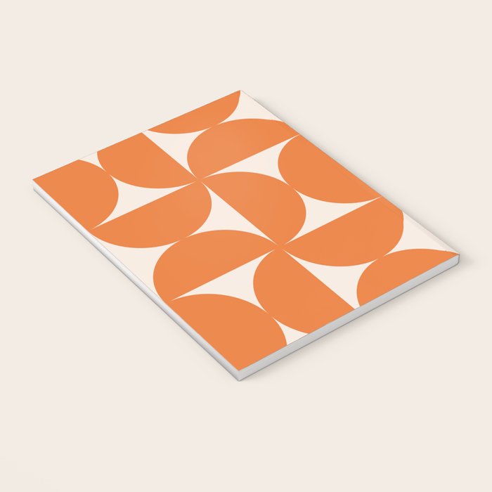 Bauhaus Mid Century Modern Geometric IX Bright Orange Notebook Gallery Image 3