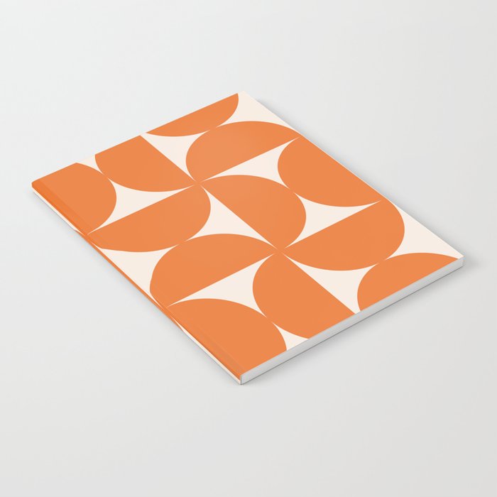 Bauhaus Mid Century Modern Geometric IX Bright Orange Notebook Gallery Image 2