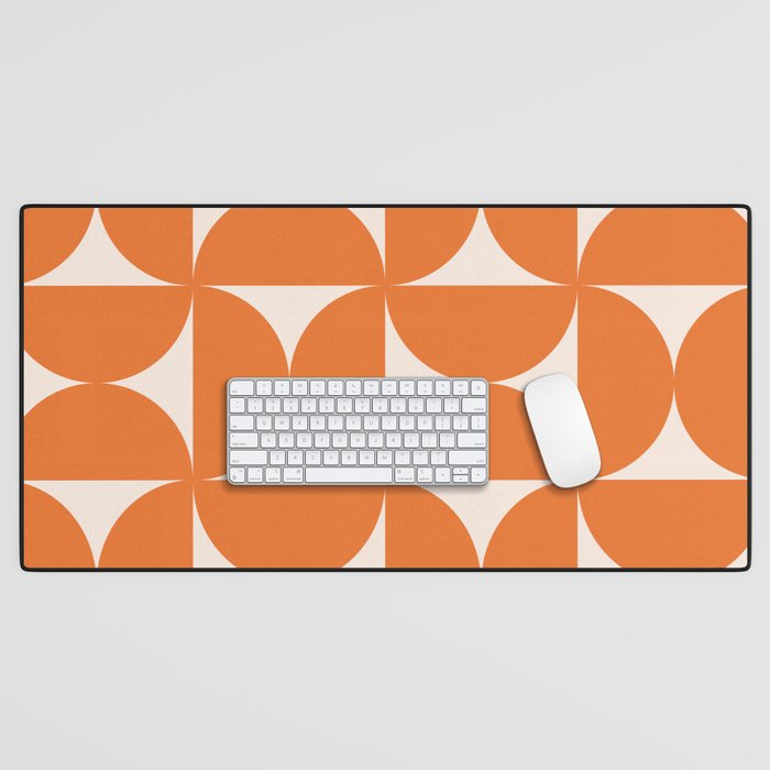 Bauhaus Mid Century Modern Geometric IX Bright Orange Desk Mat Gallery Image 1