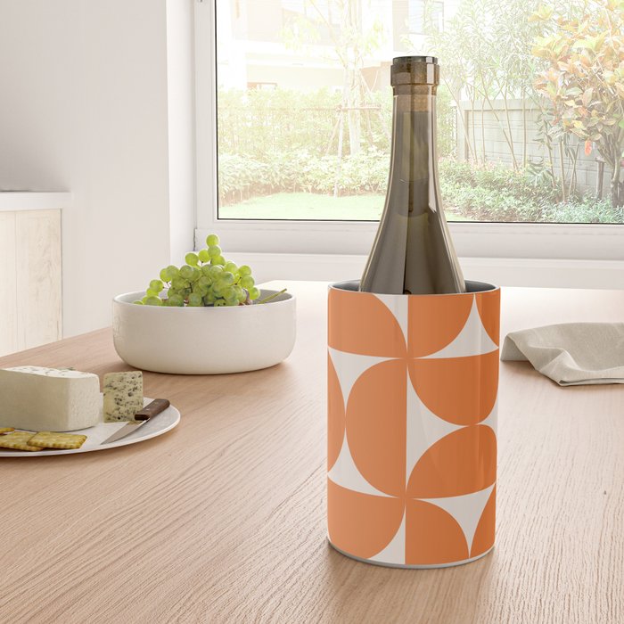 Bauhaus Mid Century Modern Geometric IX Bright Orange Wine Chiller Gallery Image 4