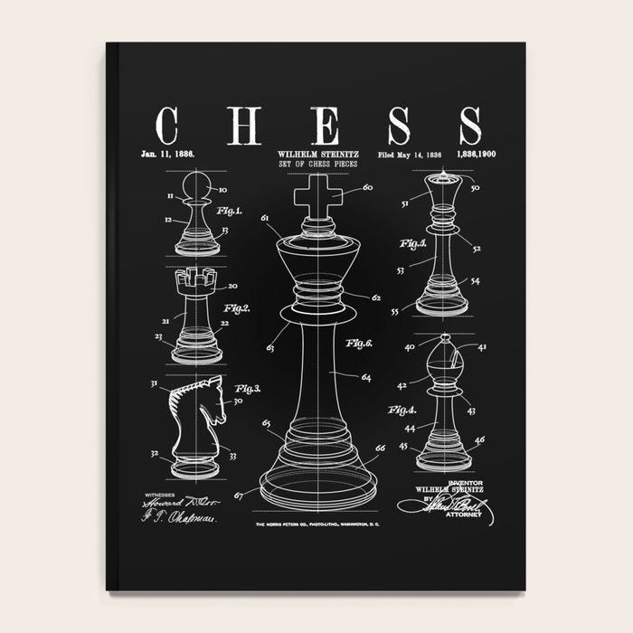 Chess King And Pieces Old Vintage Patent Drawing Print Notebook Gallery Image 4