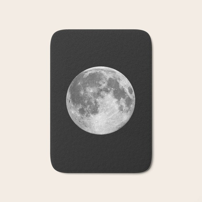 Full Moon print black-white photograph new lunar eclipse poster bedroom home wall decor Bath Mat Gallery Image 1