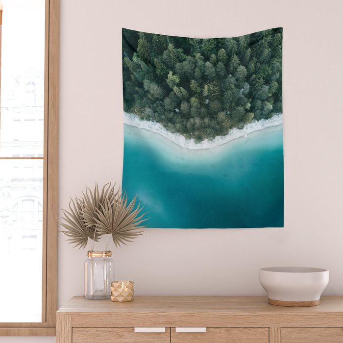 Green and Blue Symmetry - Landscape Photography Wall Tapestry Gallery Image 2