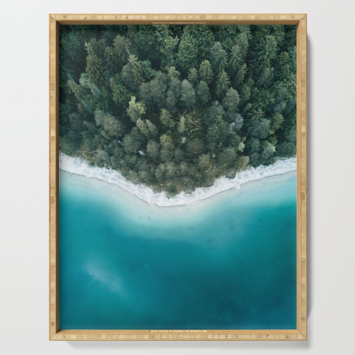 Green and Blue Symmetry - Landscape Photography Serving Tray Gallery Image 1