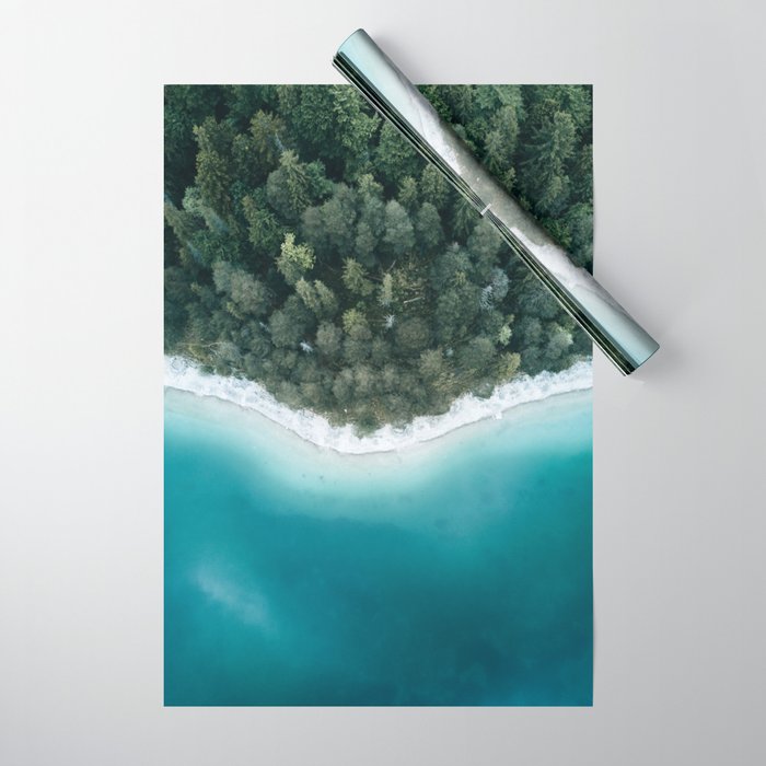 Green and Blue Symmetry - Landscape Photography Wrapping Paper Gallery Image 1