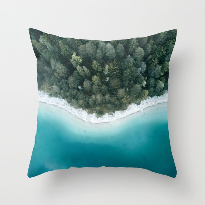 Green and Blue Symmetry - Landscape Photography Throw Pillow Gallery Image 1