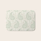 Block Print Paisley - sage and light taupe Bath Mat Gallery Image 1