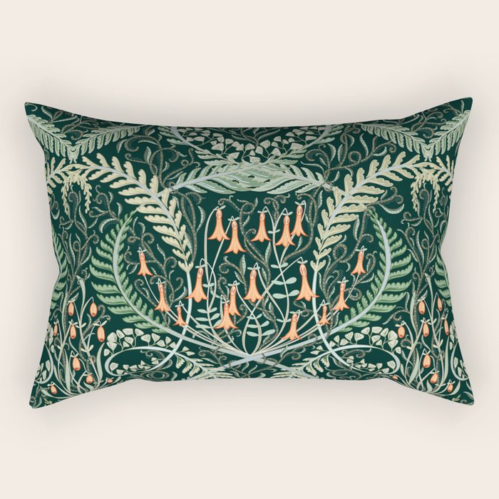Woodland soil Morris style emerald Rectangular Pillow Gallery Image 1