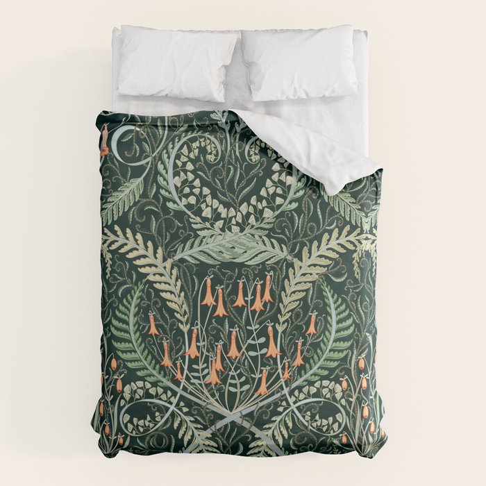 Woodland soil Morris style emerald Duvet Cover Gallery Image 1
