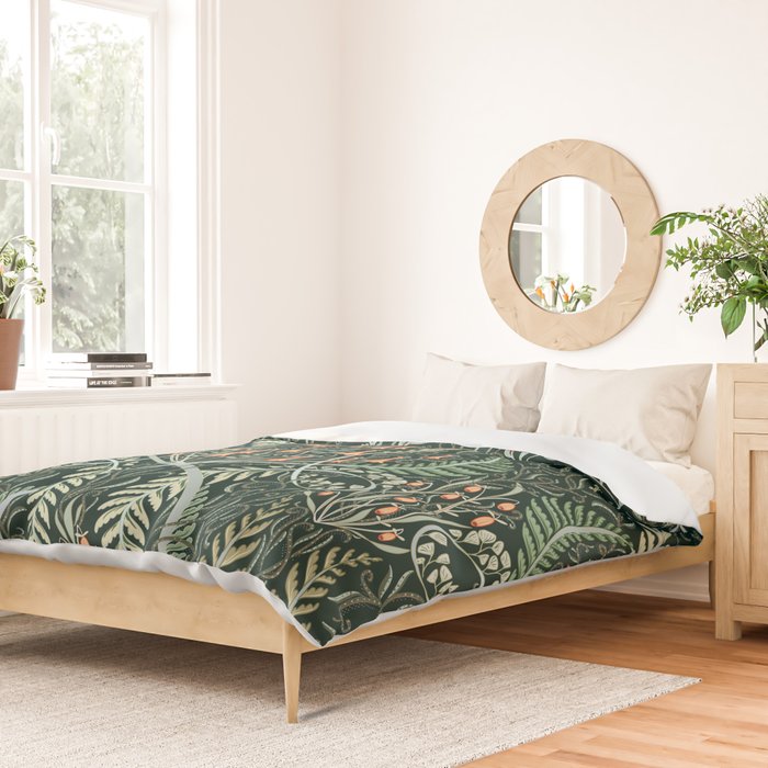 Woodland soil Morris style emerald Duvet Cover Gallery Image 2