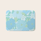 Light Blue Pastel Vintage Floral Pattern Bath Mat Gallery Image 1