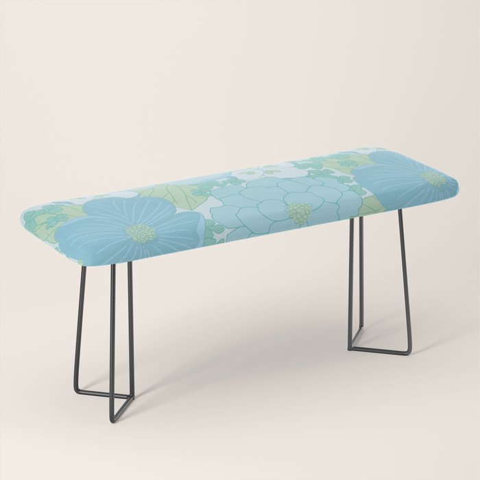 Light Blue Pastel Vintage Floral Pattern Bench Gallery Image 1