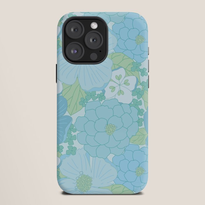 Light Blue Pastel Vintage Floral Pattern iPhone Case Gallery Image 12