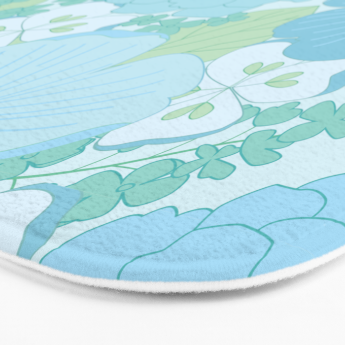 Light Blue Pastel Vintage Floral Pattern Bath Mat Gallery Image 3