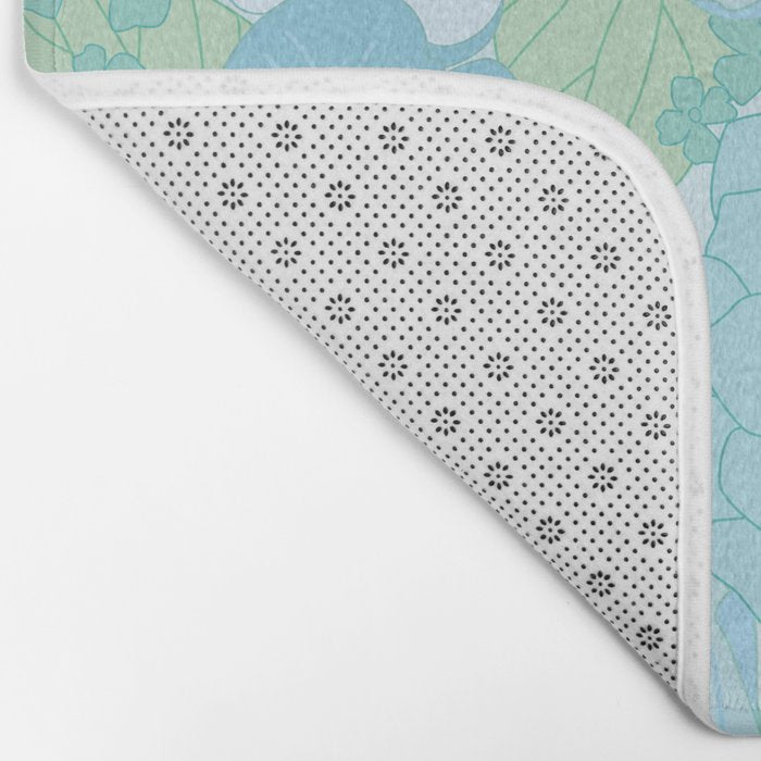 Light Blue Pastel Vintage Floral Pattern Bath Mat Gallery Image 2