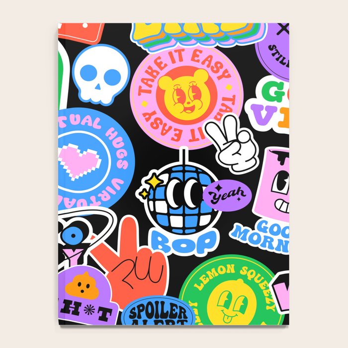 Retro cartoon sticker label pattern Notebook Gallery Image 4