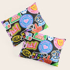 Retro cartoon sticker label pattern Pillow Sham Gallery Image 3