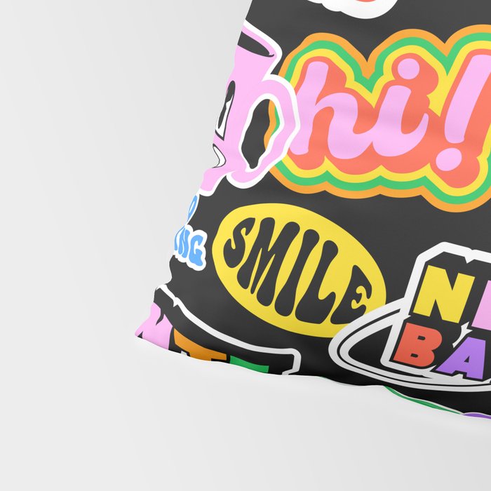 Retro cartoon sticker label pattern Pillow Sham Gallery Image 4