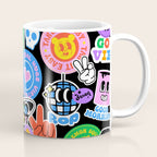 Retro cartoon sticker label pattern Coffee Mug Gallery Image 1