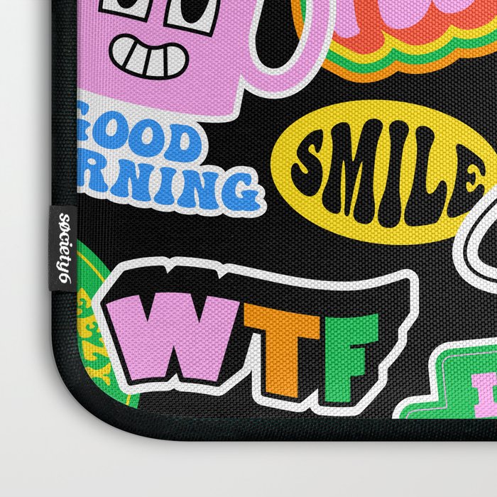 Retro cartoon sticker label pattern Laptop Sleeve Gallery Image 3