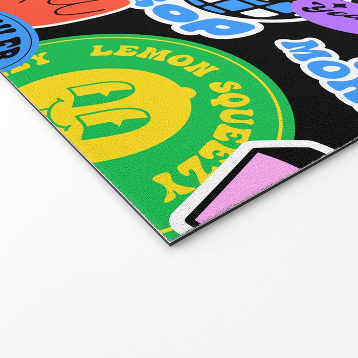 Retro cartoon sticker label pattern Welcome Mat Gallery Image 2