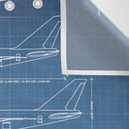 Boeing 747 Family Blueprint in High Resolution (light blue) Wall Tapestry Gallery Image 3