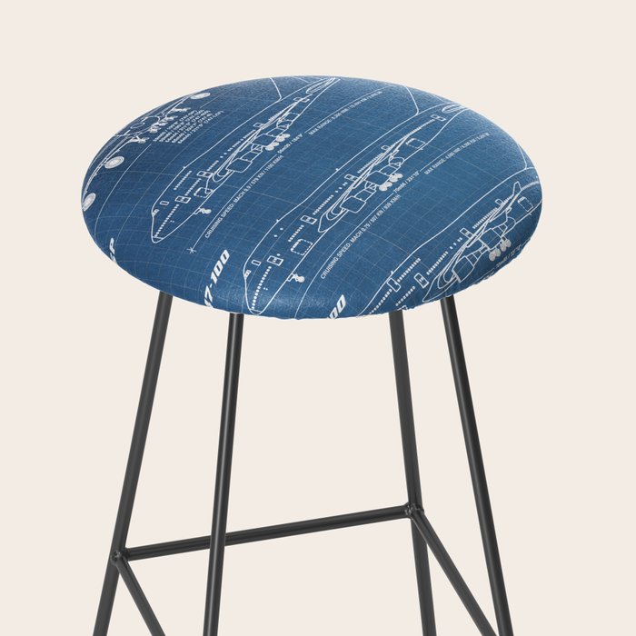 Boeing 747 Family Blueprint in High Resolution (light blue) Stool Gallery Image 2