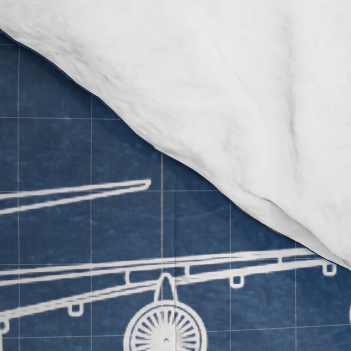 Boeing 747 Family Blueprint in High Resolution (light blue) Comforter Gallery Image 4