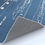 Boeing 747 Family Blueprint in High Resolution (light blue) Rug Gallery Image 4