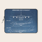 Boeing 747 Family Blueprint in High Resolution (light blue) Laptop Sleeve Gallery Image 1