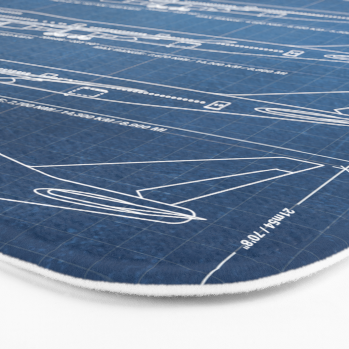 Boeing 747 Family Blueprint in High Resolution (light blue) Bath Mat Gallery Image 3