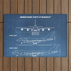 Boeing 747 Family Blueprint in High Resolution (light blue) Outdoor Rug Gallery Image 1