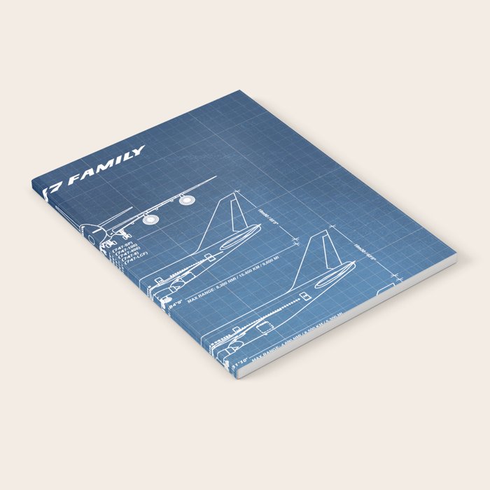Boeing 747 Family Blueprint in High Resolution (light blue) Notebook Gallery Image 2