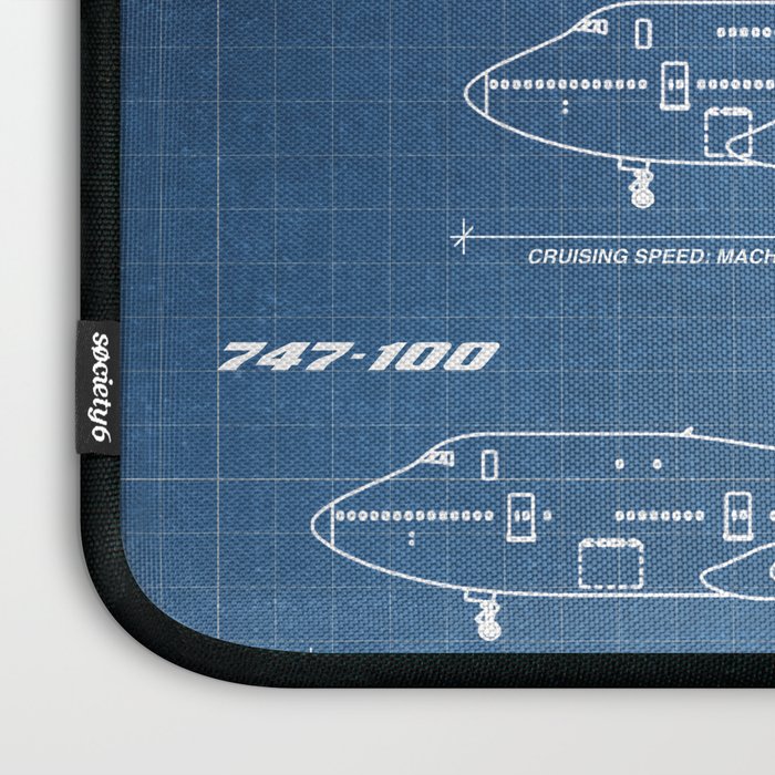 Boeing 747 Family Blueprint in High Resolution (light blue) Laptop Sleeve Gallery Image 3