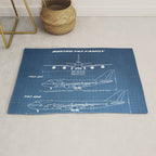 Boeing 747 Family Blueprint in High Resolution (light blue) Rug Gallery Image 1